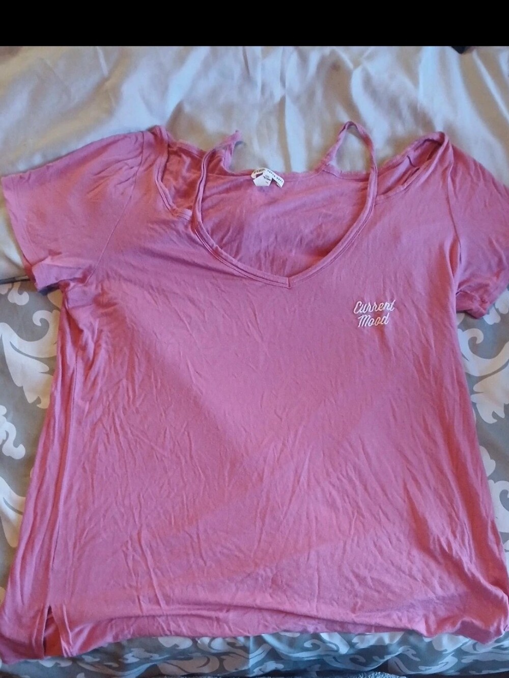 Dusty Pink V-Neck Short Sleeve Tee Vs Pink